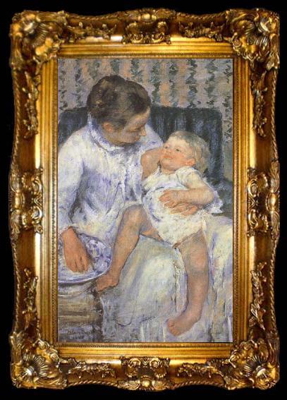 framed  Mary Cassatt Mother about to wash her sleepy child, ta009-2